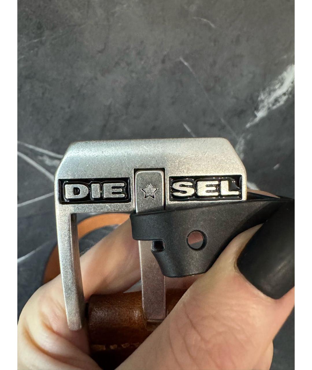 DIESEL Коричневый кожаный ремень, фото 5
