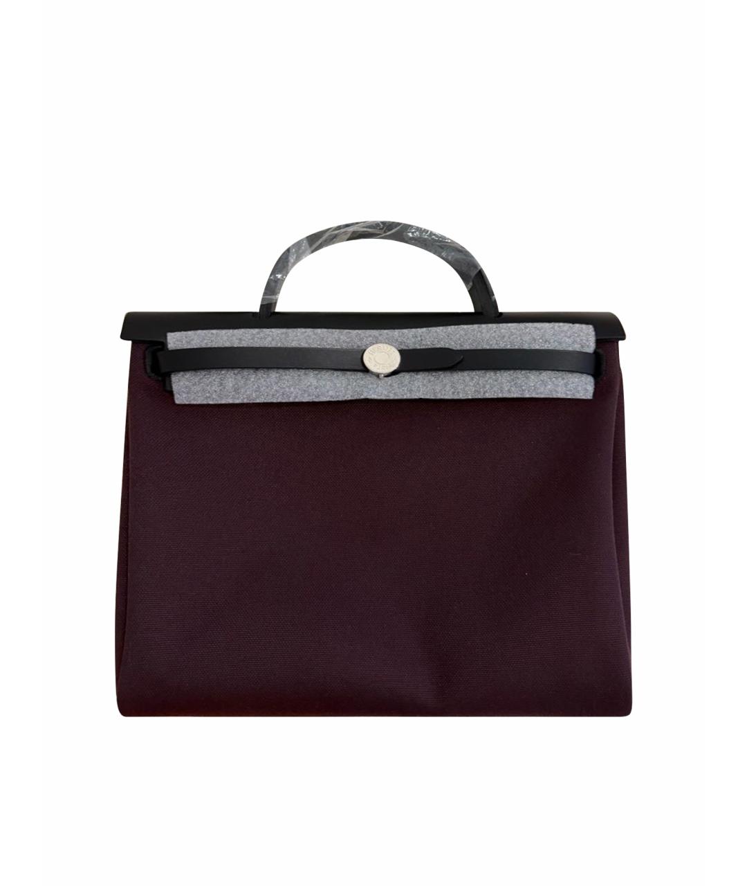 HERMES Бордовая тканевая сумка с короткими ручками, фото 1