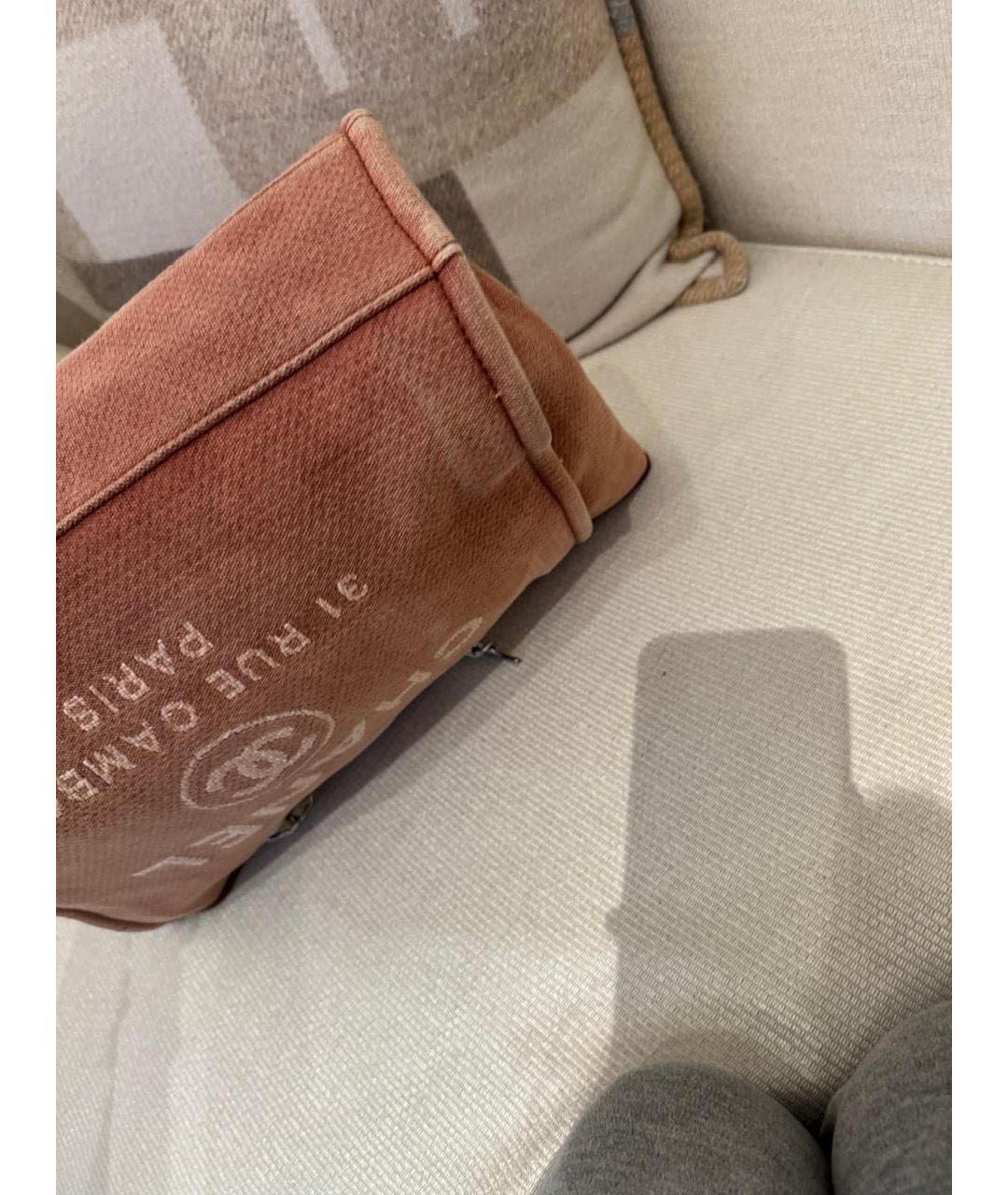 CHANEL Коралловая тканевая сумка тоут, фото 6