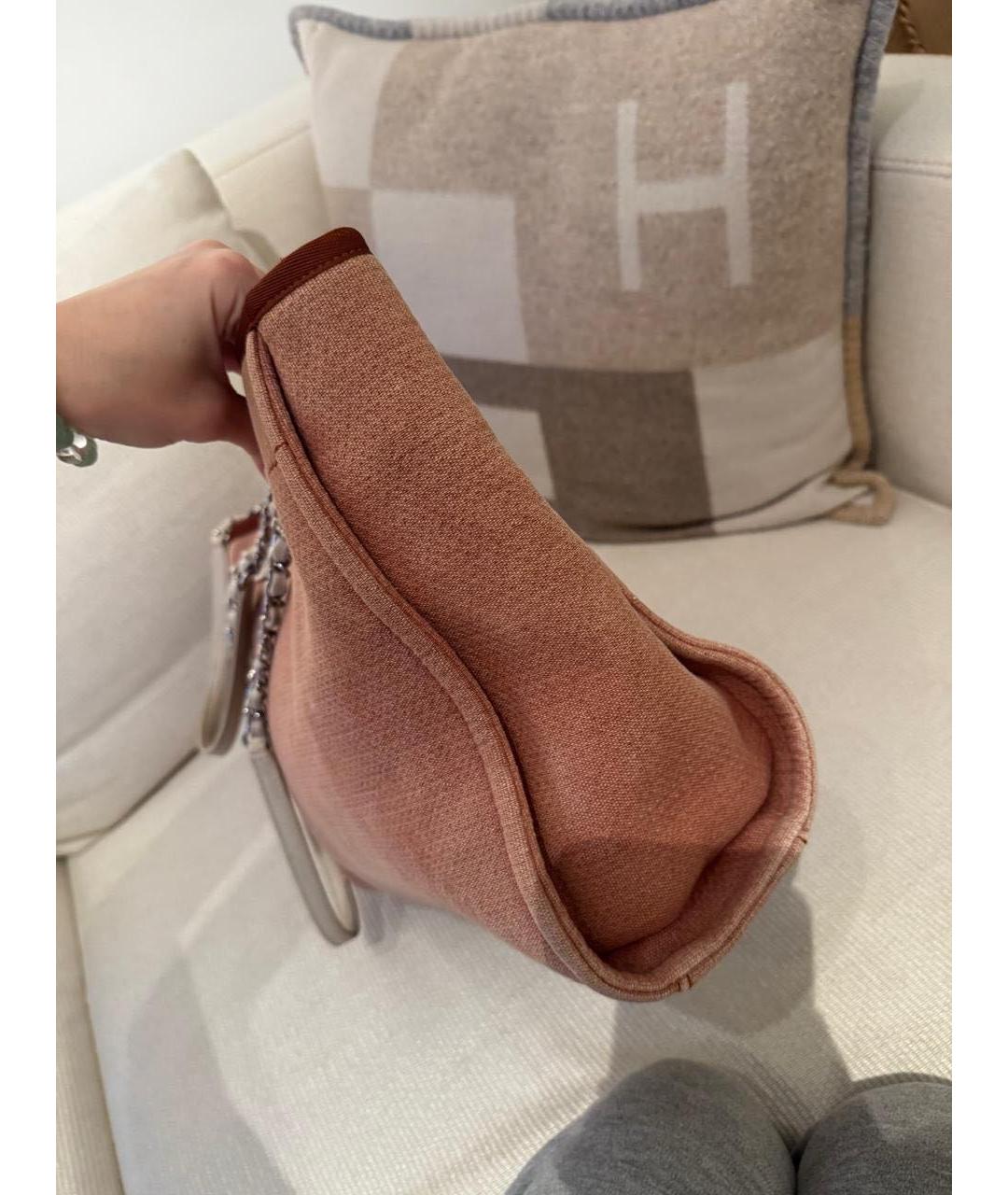 CHANEL Коралловая тканевая сумка тоут, фото 3