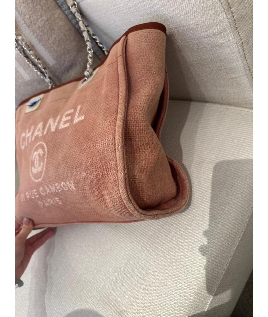 CHANEL Коралловая тканевая сумка тоут, фото 5