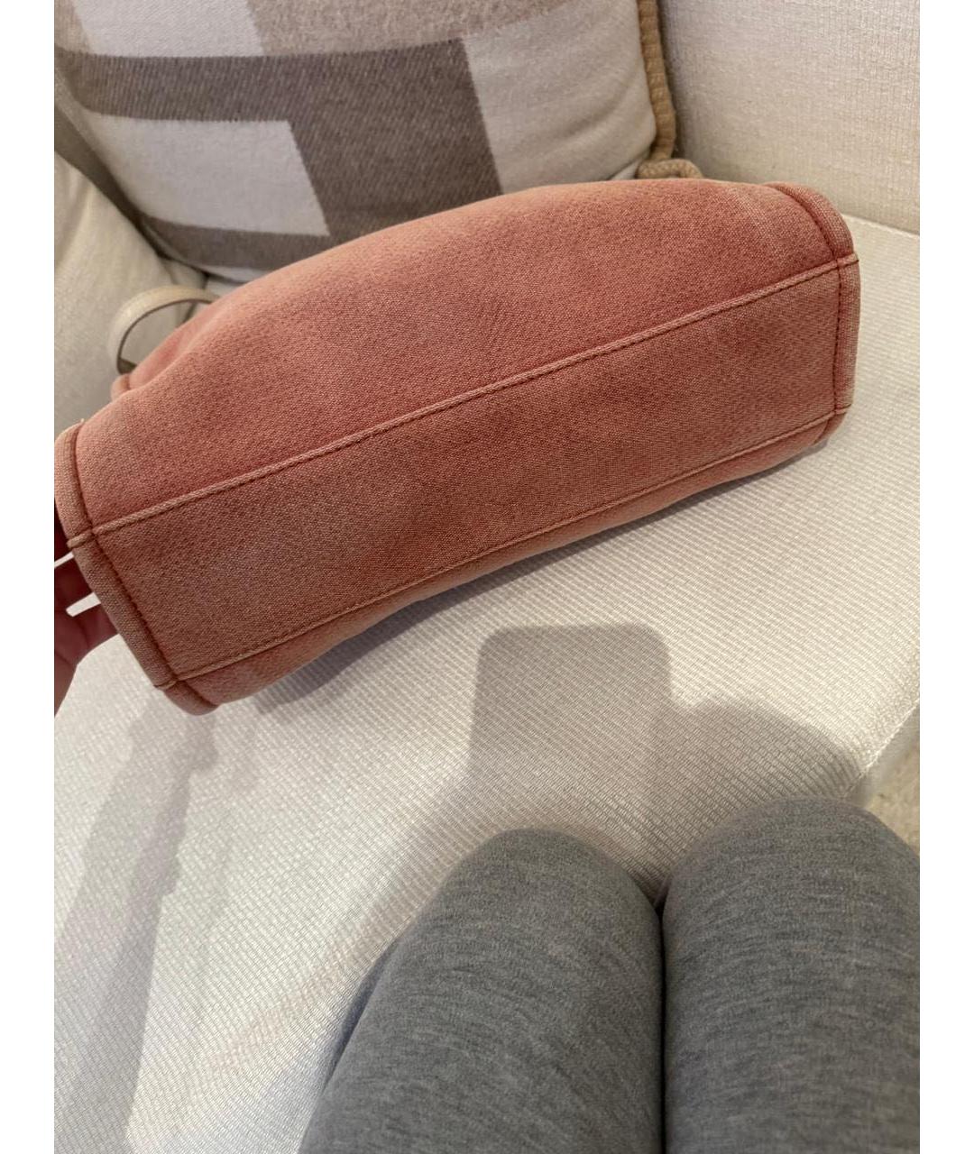 CHANEL Коралловая тканевая сумка тоут, фото 4