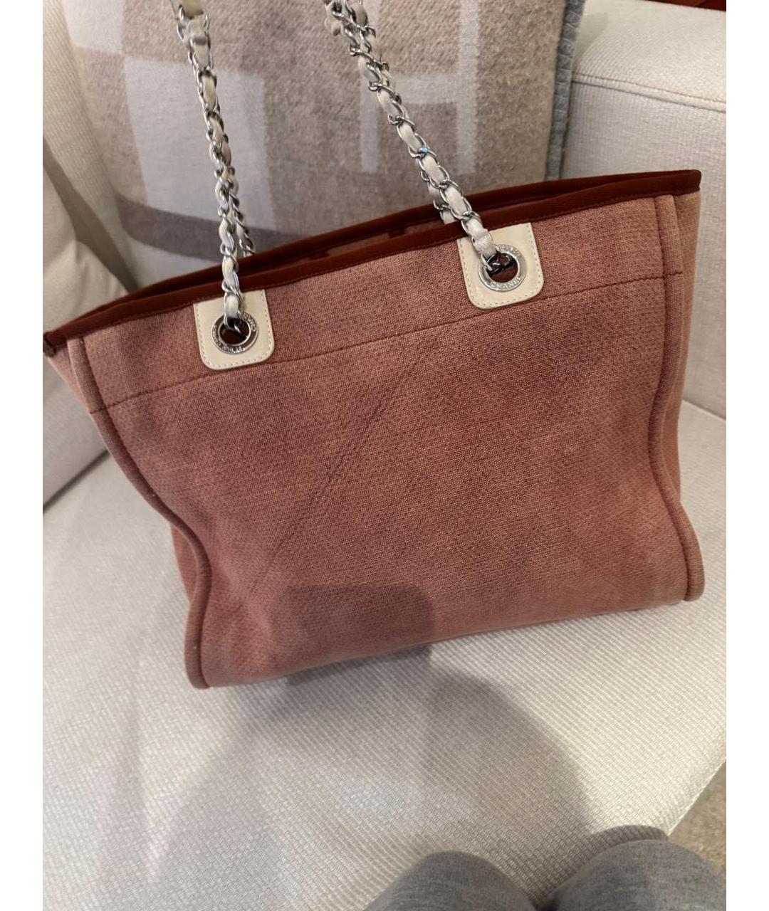 CHANEL Коралловая тканевая сумка тоут, фото 2