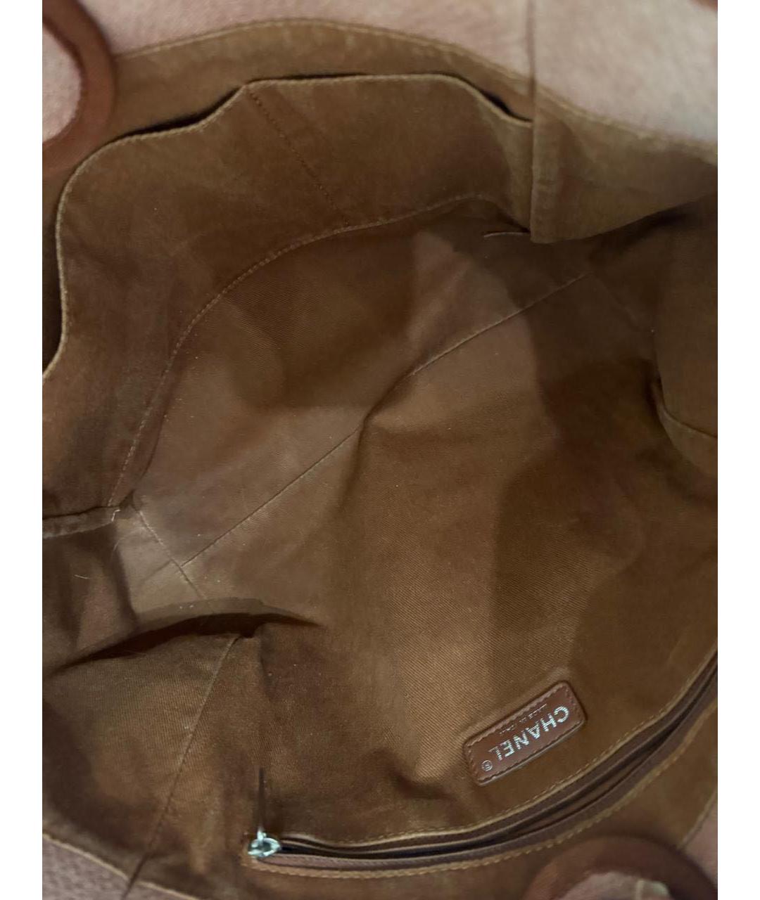 CHANEL Коралловая тканевая сумка тоут, фото 8