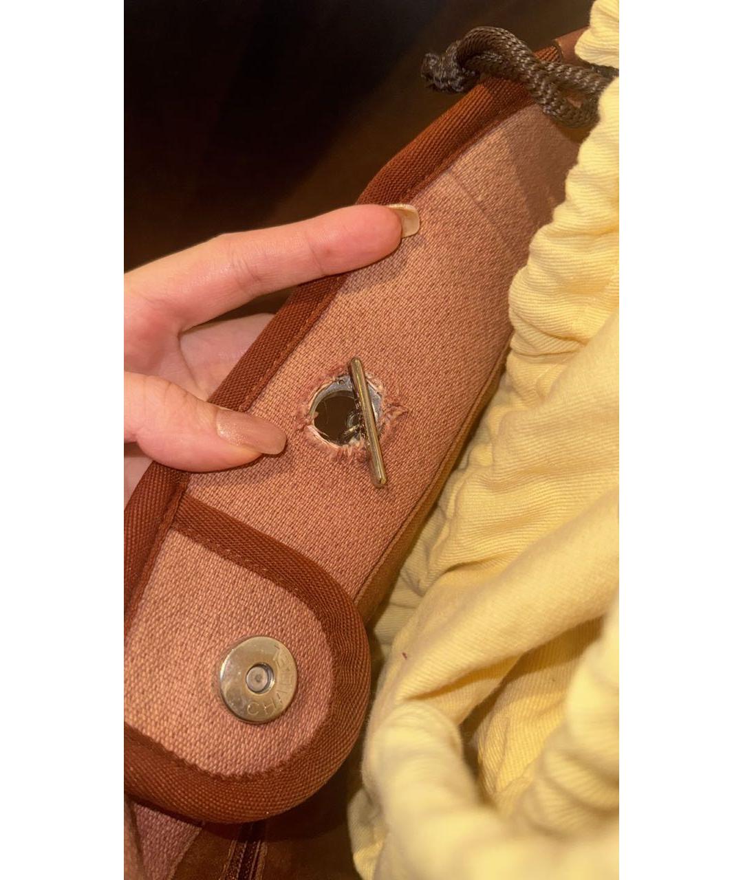 CHANEL Коралловая тканевая сумка тоут, фото 7