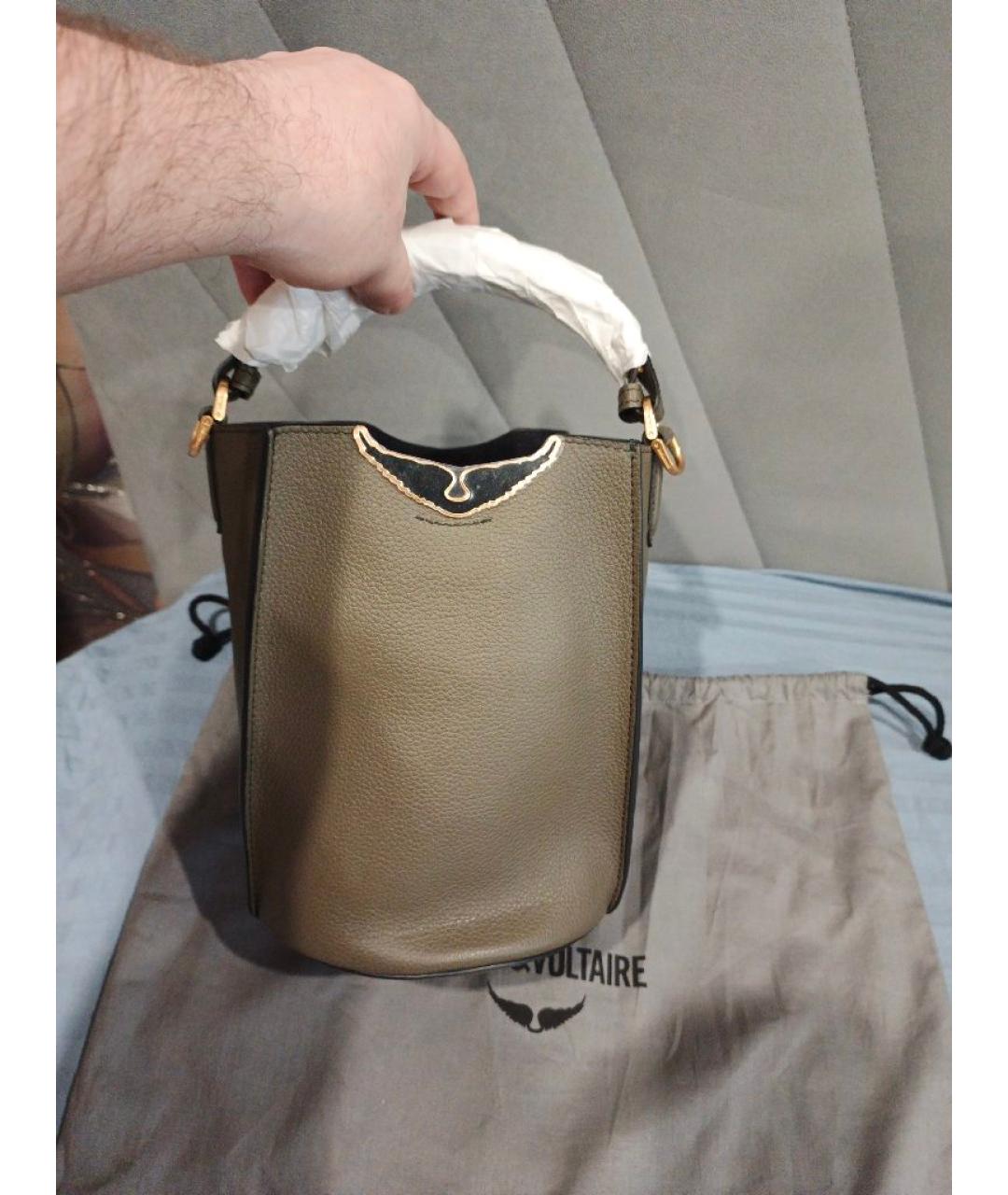 ZADIG & VOLTAIRE Антрацитовая кожаная сумка через плечо, фото 6