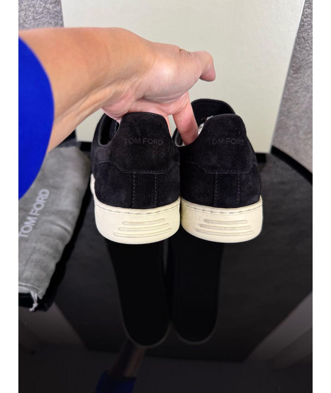 TOM FORD Черные замшевые низкие кроссовки / кеды, фото 4