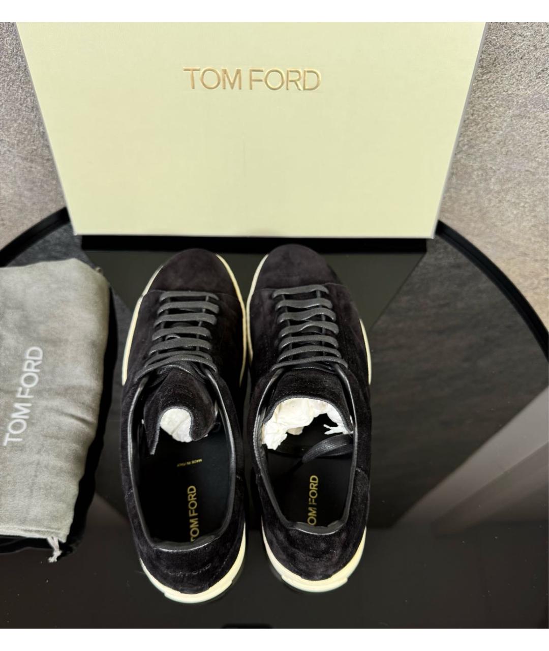 TOM FORD Черные замшевые низкие кроссовки / кеды, фото 3