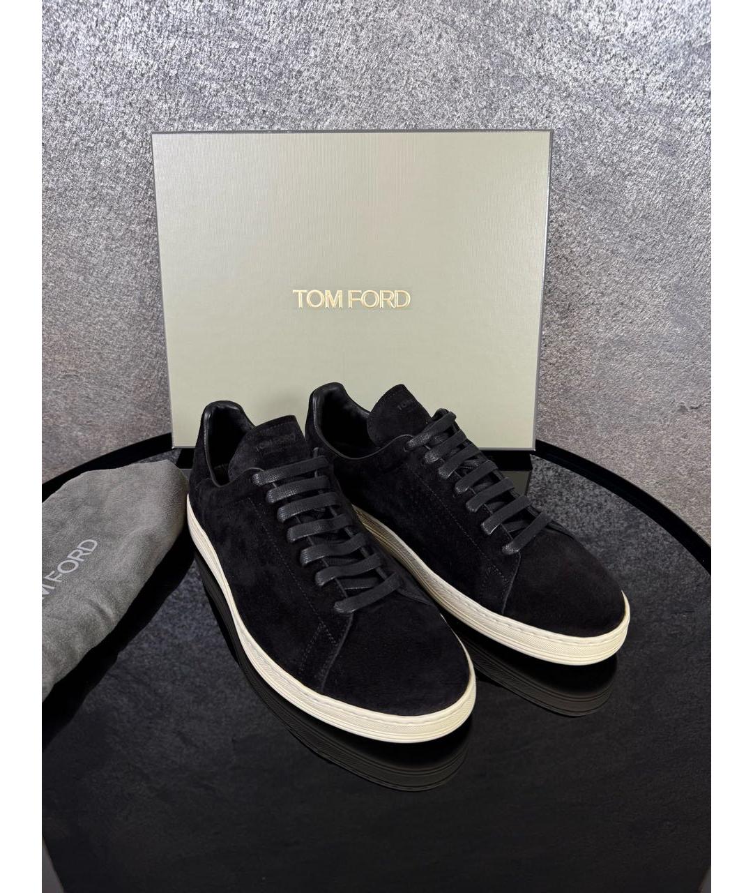 TOM FORD Черные замшевые низкие кроссовки / кеды, фото 7