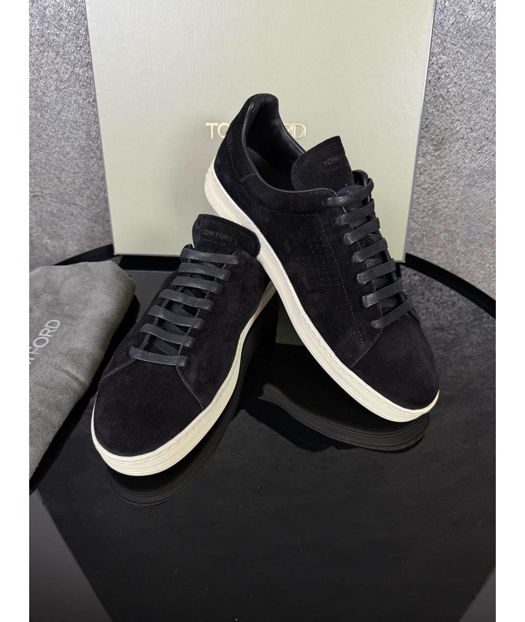 TOM FORD Черные замшевые низкие кроссовки / кеды, фото 5