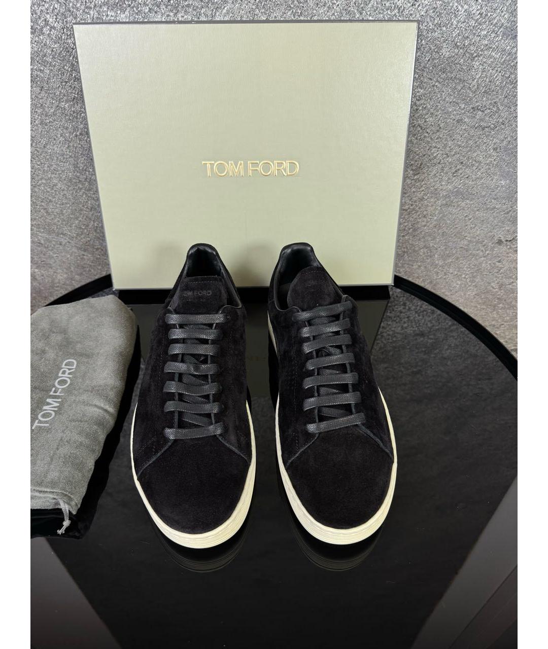 TOM FORD Черные замшевые низкие кроссовки / кеды, фото 2
