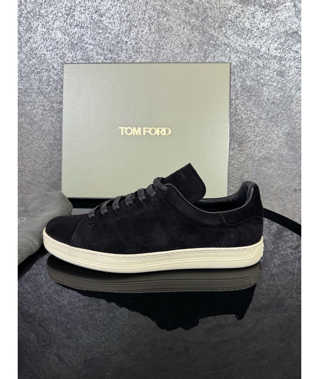 TOM FORD Черные замшевые низкие кроссовки / кеды, фото 9