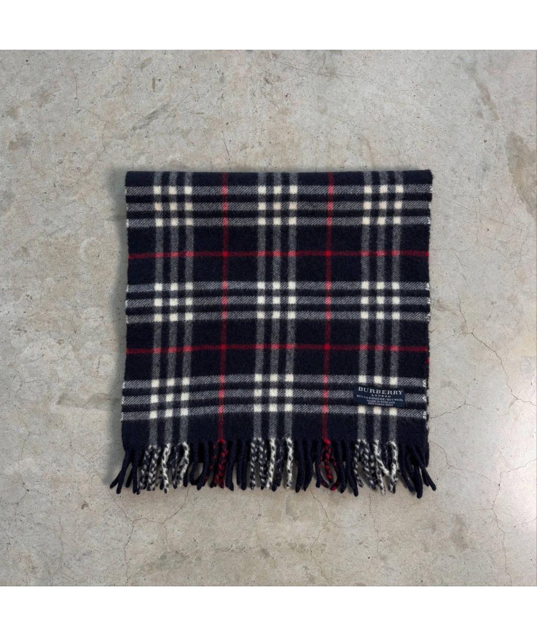 BURBERRY Темно-синий кашемировый шарф, фото 4