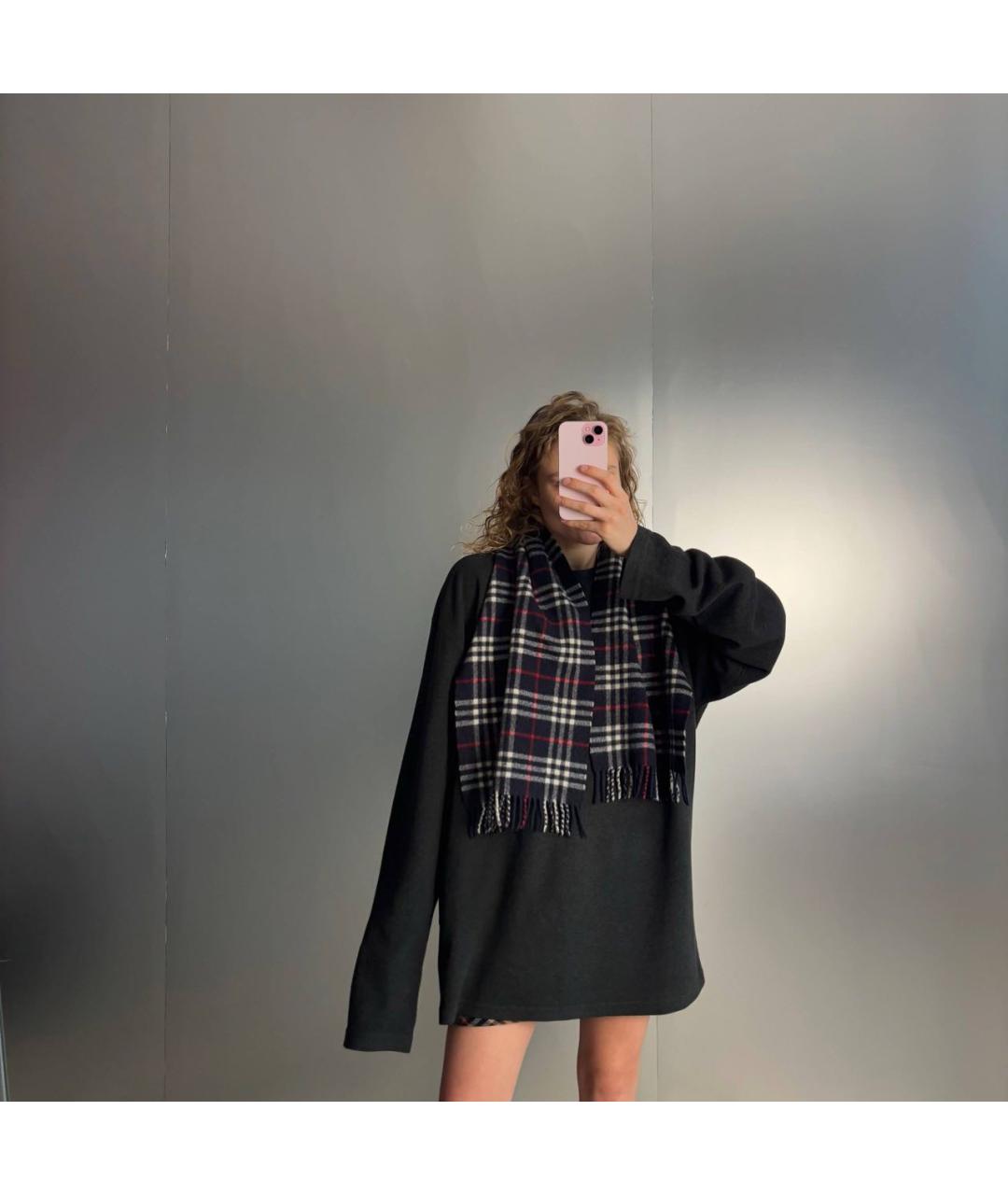 BURBERRY Темно-синий кашемировый шарф, фото 3