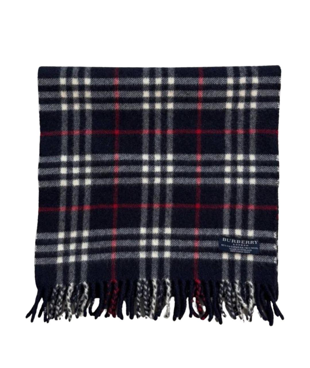 BURBERRY Темно-синий кашемировый шарф, фото 1