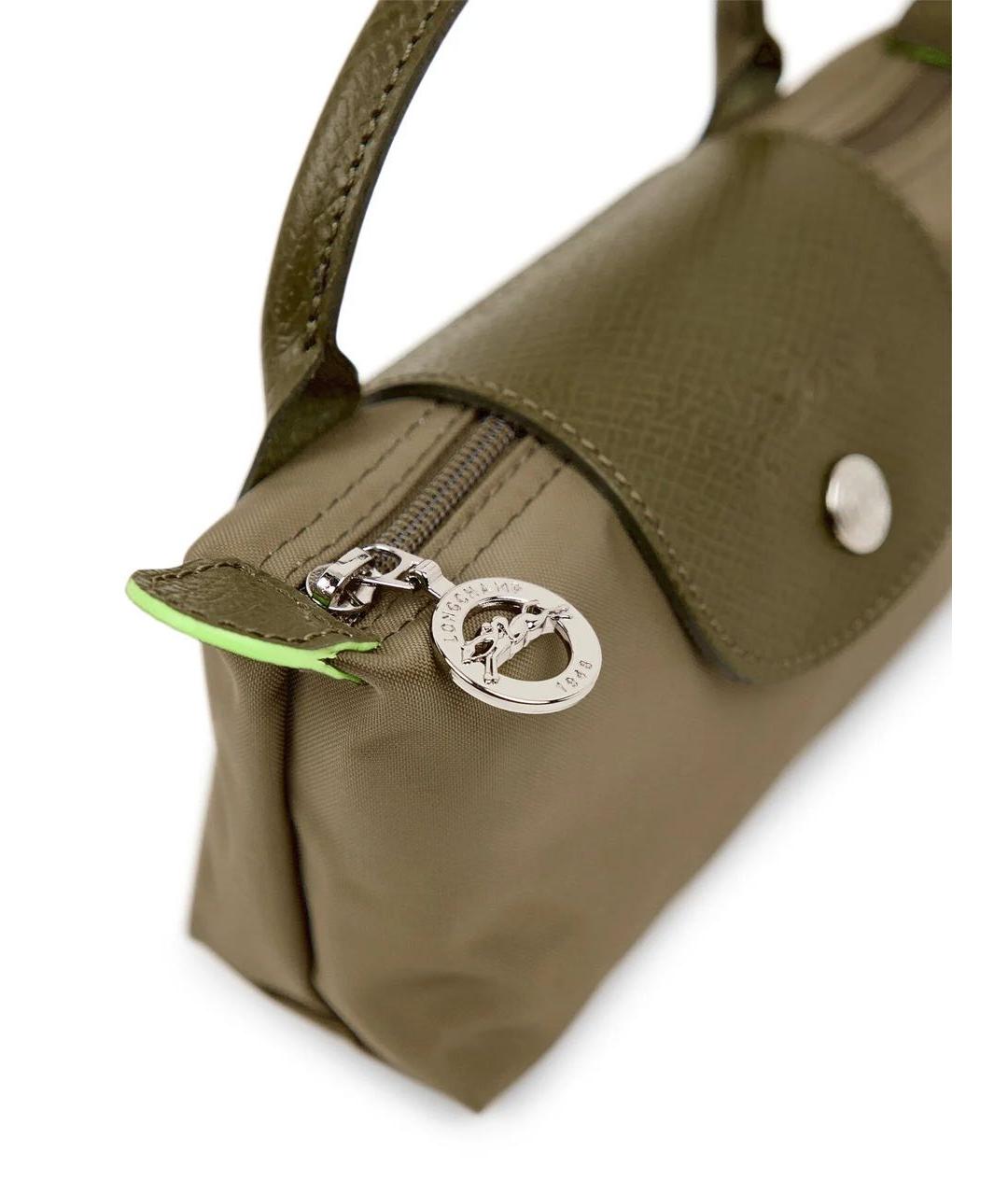 LONGCHAMP Хаки тканевая сумка с короткими ручками, фото 3