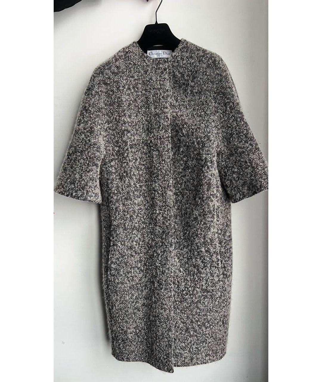 CHRISTIAN DIOR Серое шерстяное пальто, фото 3