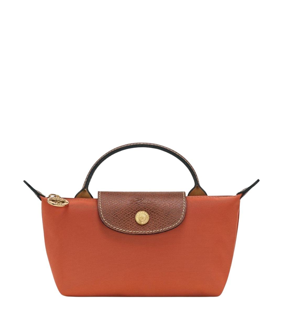 LONGCHAMP Оранжевая тканевая сумка с короткими ручками, фото 1