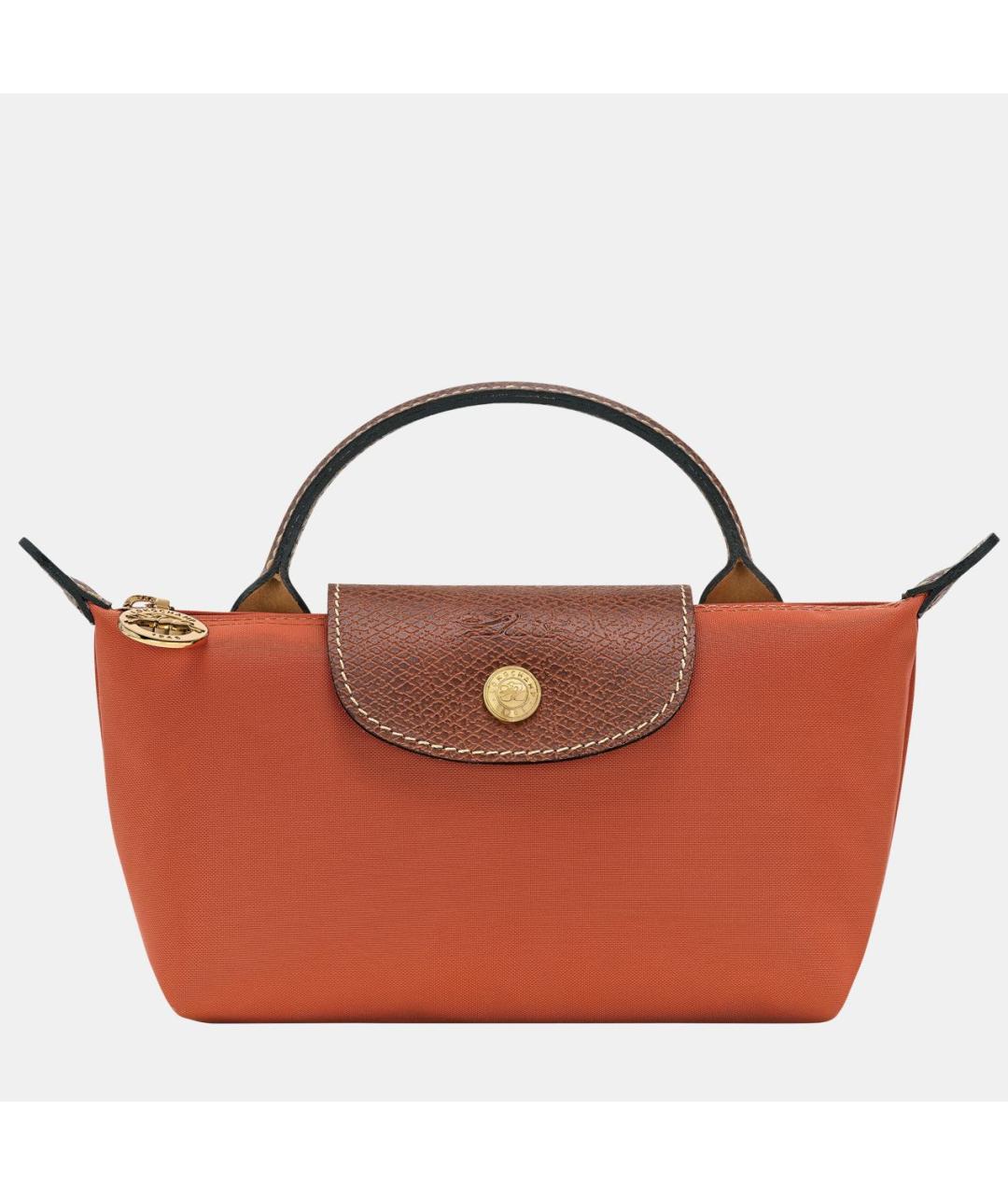 LONGCHAMP Оранжевая тканевая сумка с короткими ручками, фото 8