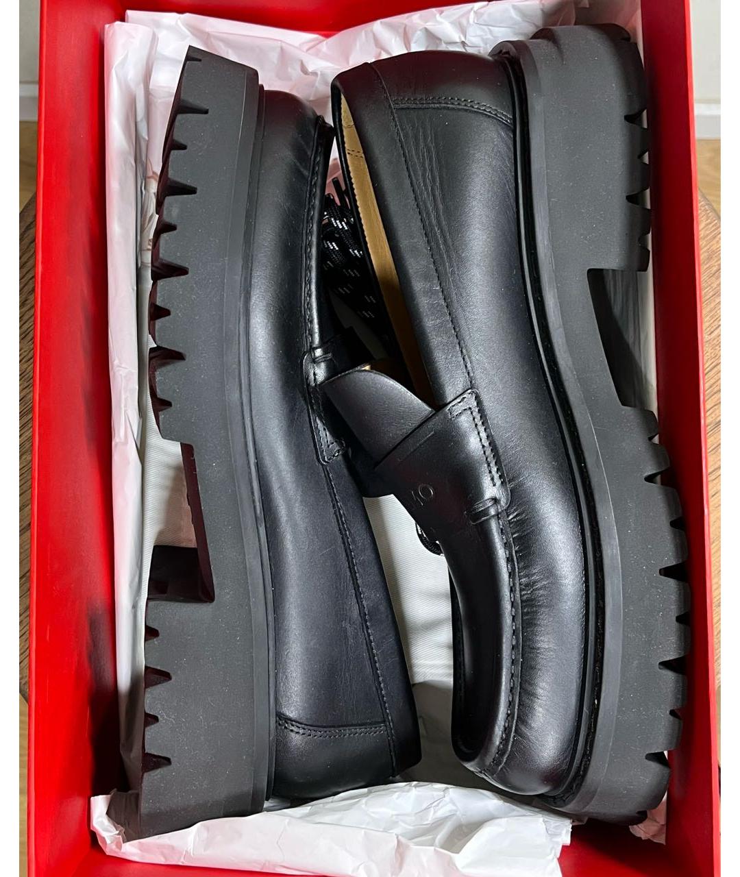 FERRAGAMO Черные кожаные лоферы, фото 7