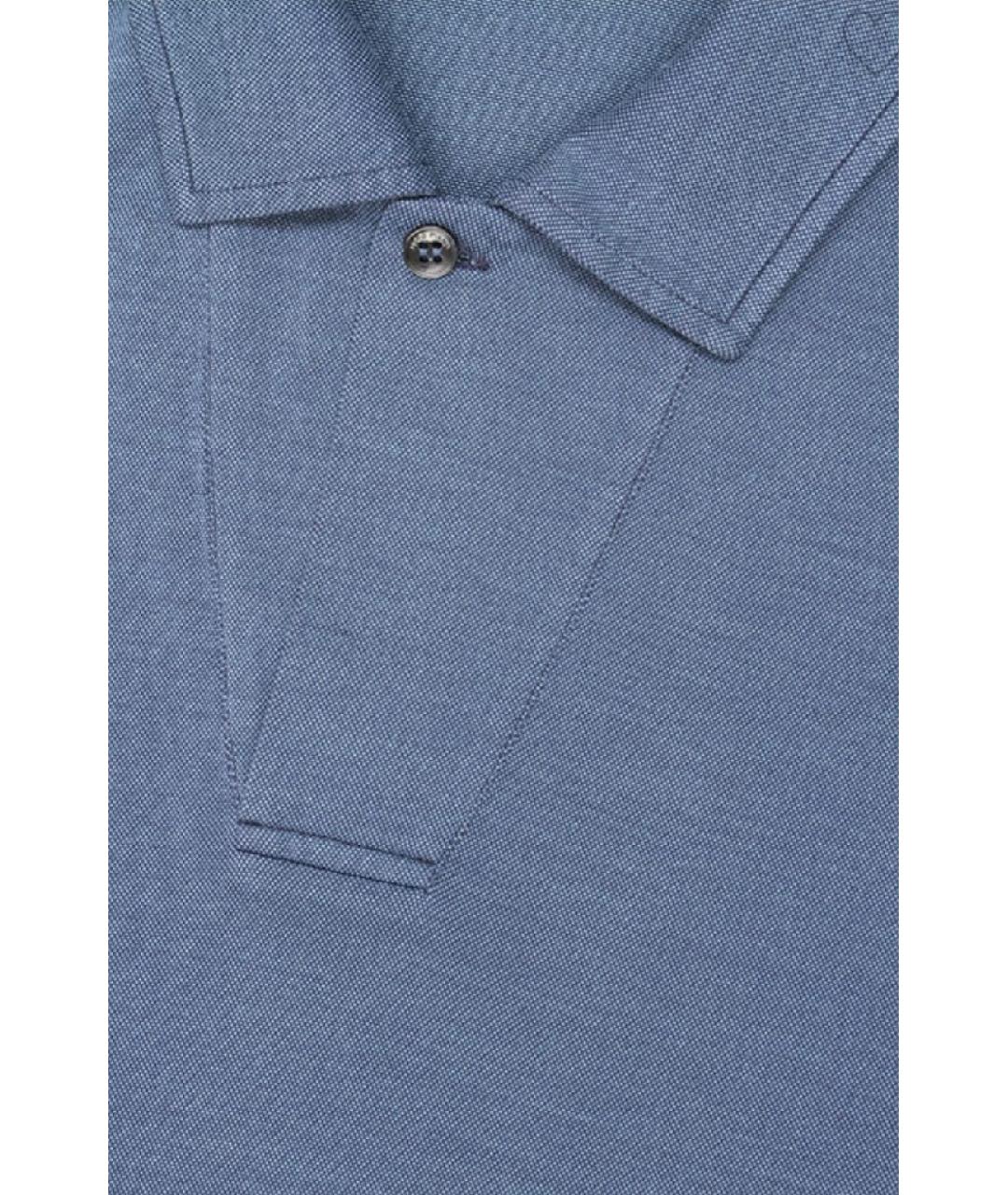 LORO PIANA Голубое хлопковое поло с коротким рукавом, фото 4