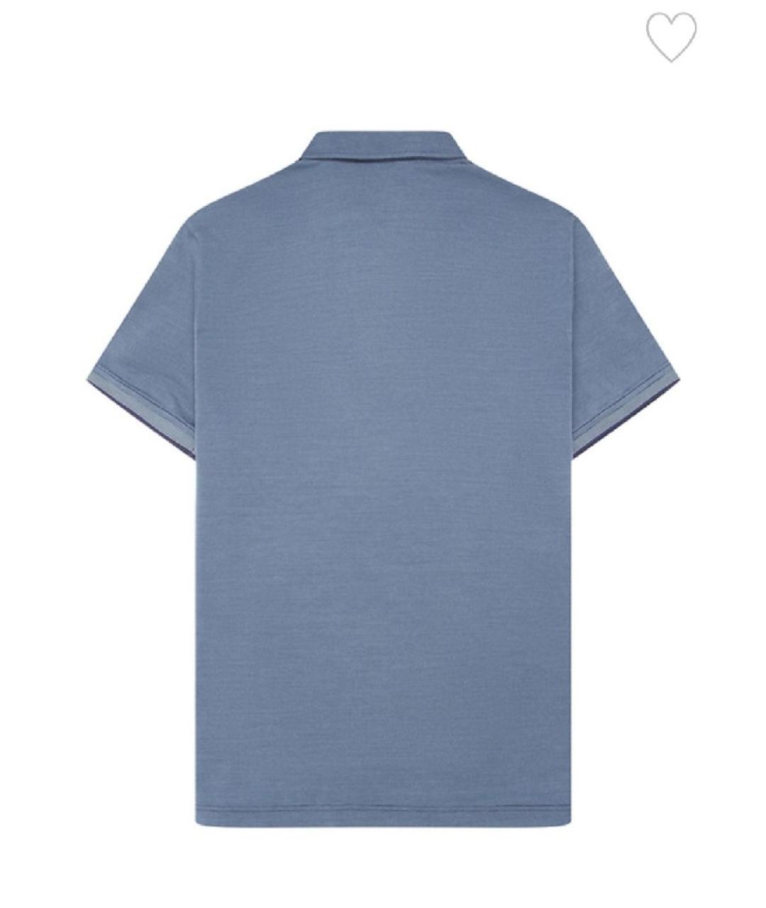 LORO PIANA Голубое хлопковое поло с коротким рукавом, фото 2