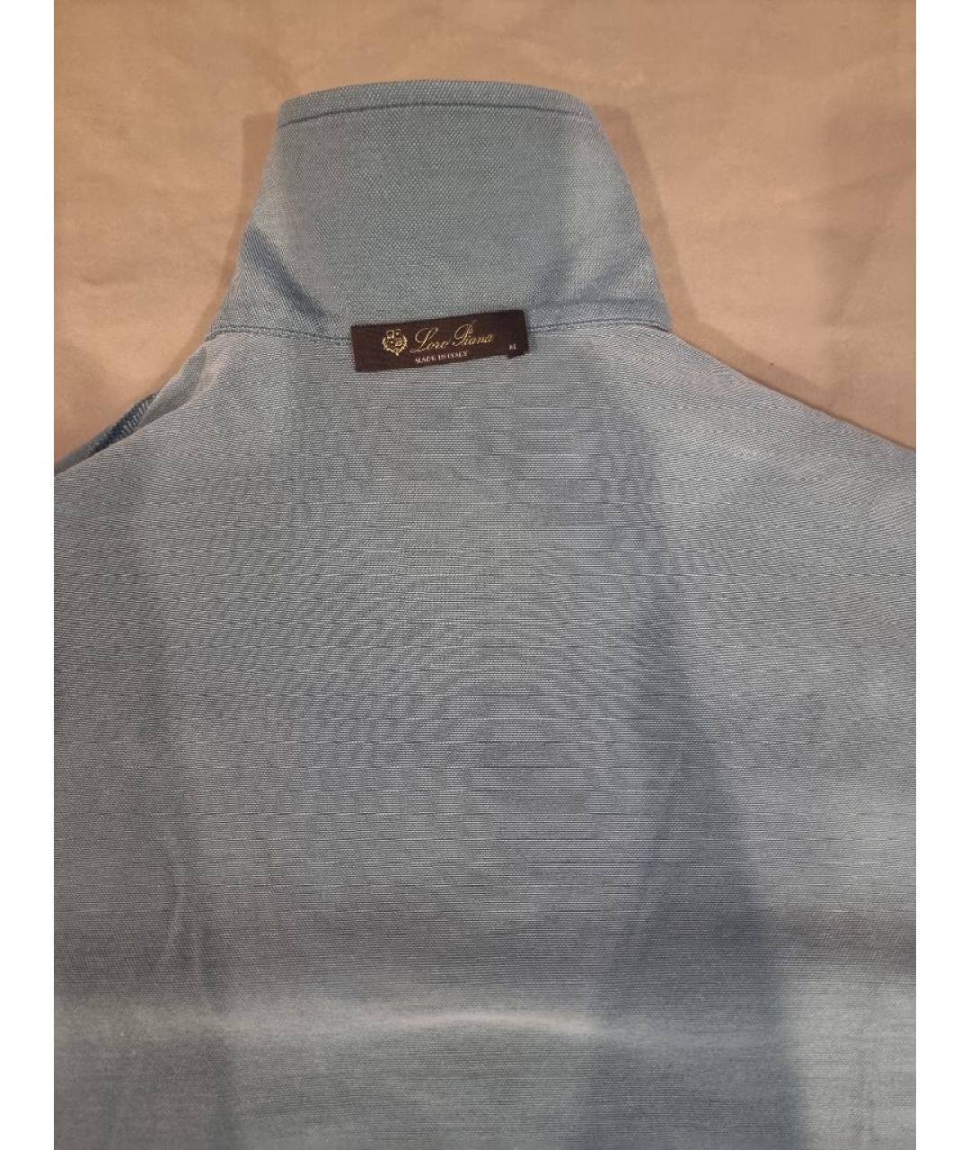 LORO PIANA Голубое хлопковое поло с коротким рукавом, фото 3