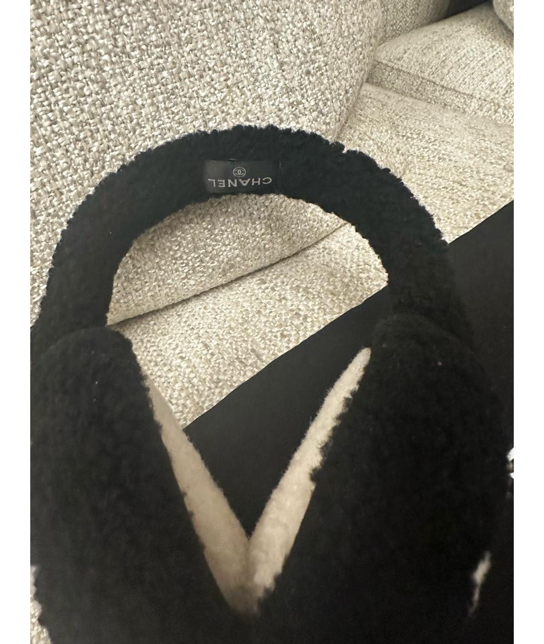 CHANEL Черные шерстяные наушники, фото 3