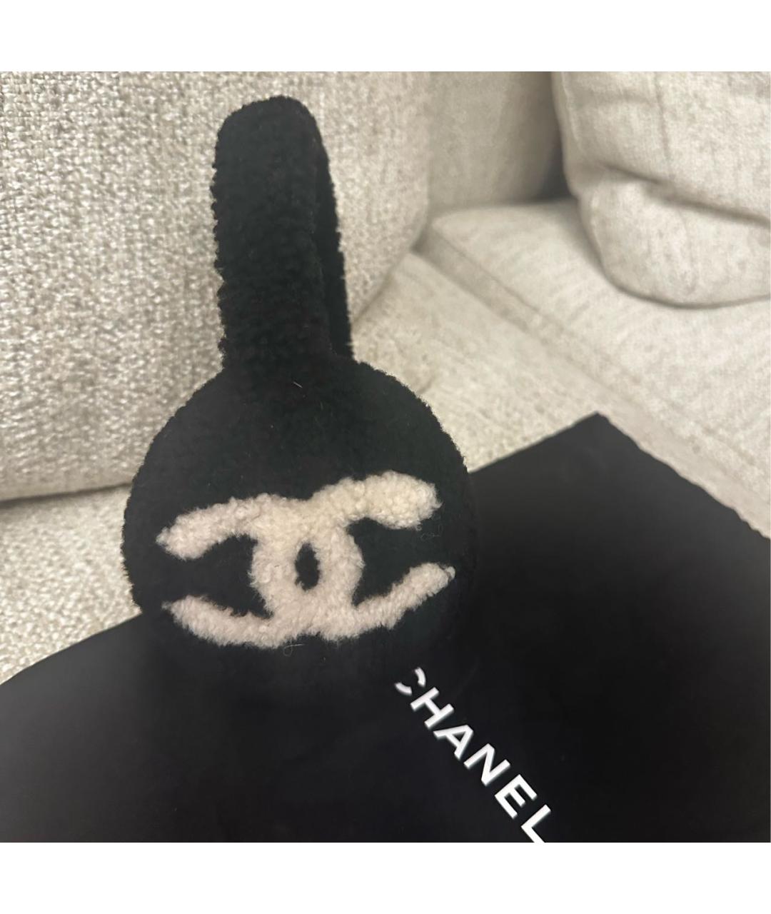 CHANEL Черные шерстяные наушники, фото 5