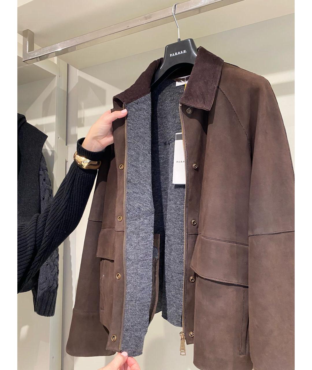 P.A.R.O.S.H. Коричневая замшевая куртка, фото 6