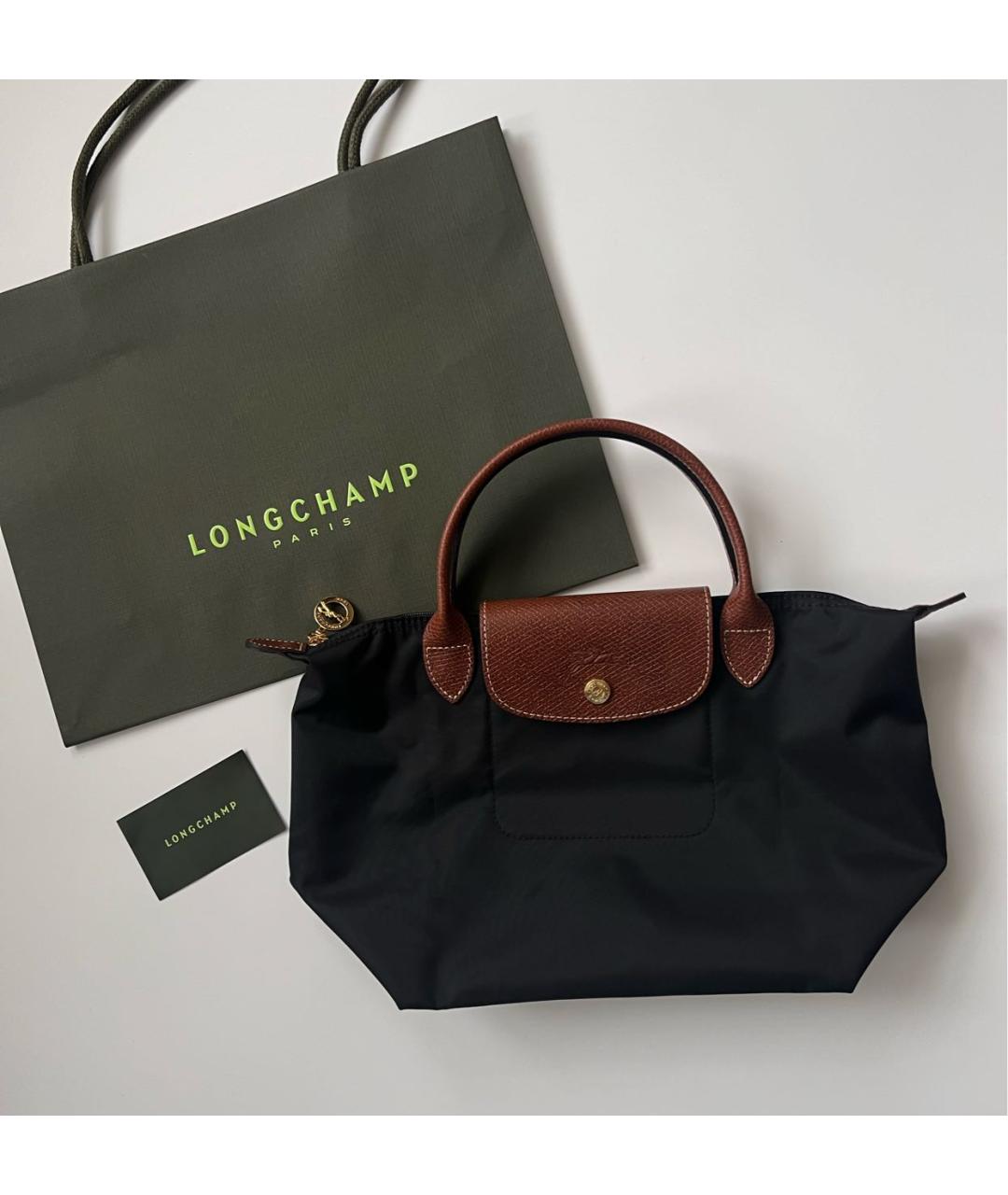 LONGCHAMP Черная тканевая сумка тоут, фото 7
