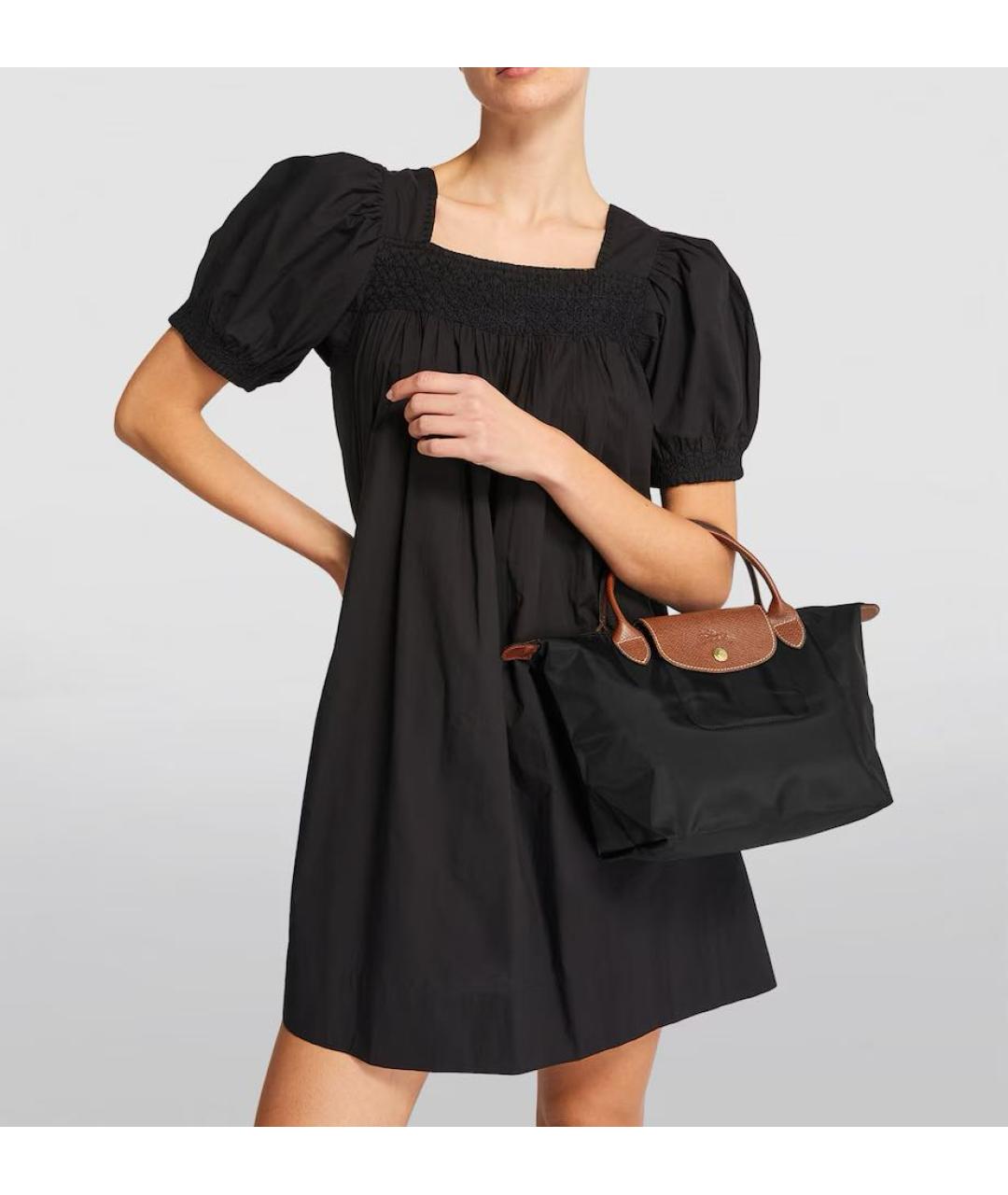 LONGCHAMP Черная тканевая сумка тоут, фото 6