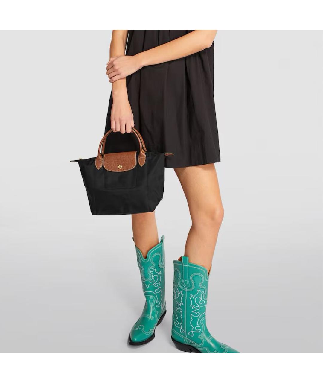 LONGCHAMP Черная тканевая сумка тоут, фото 5