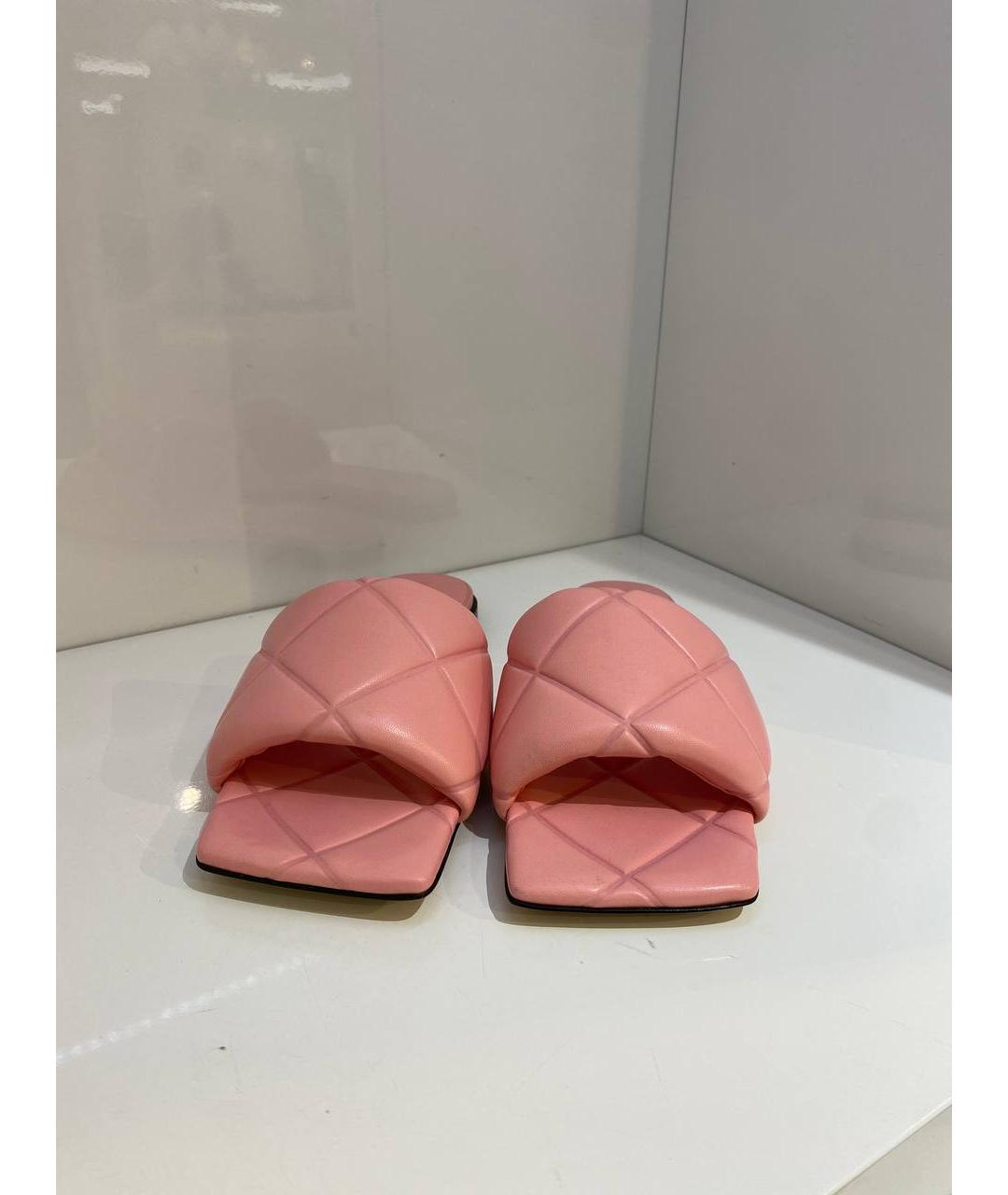 BOTTEGA VENETA Розовые кожаные шлепанцы, фото 3