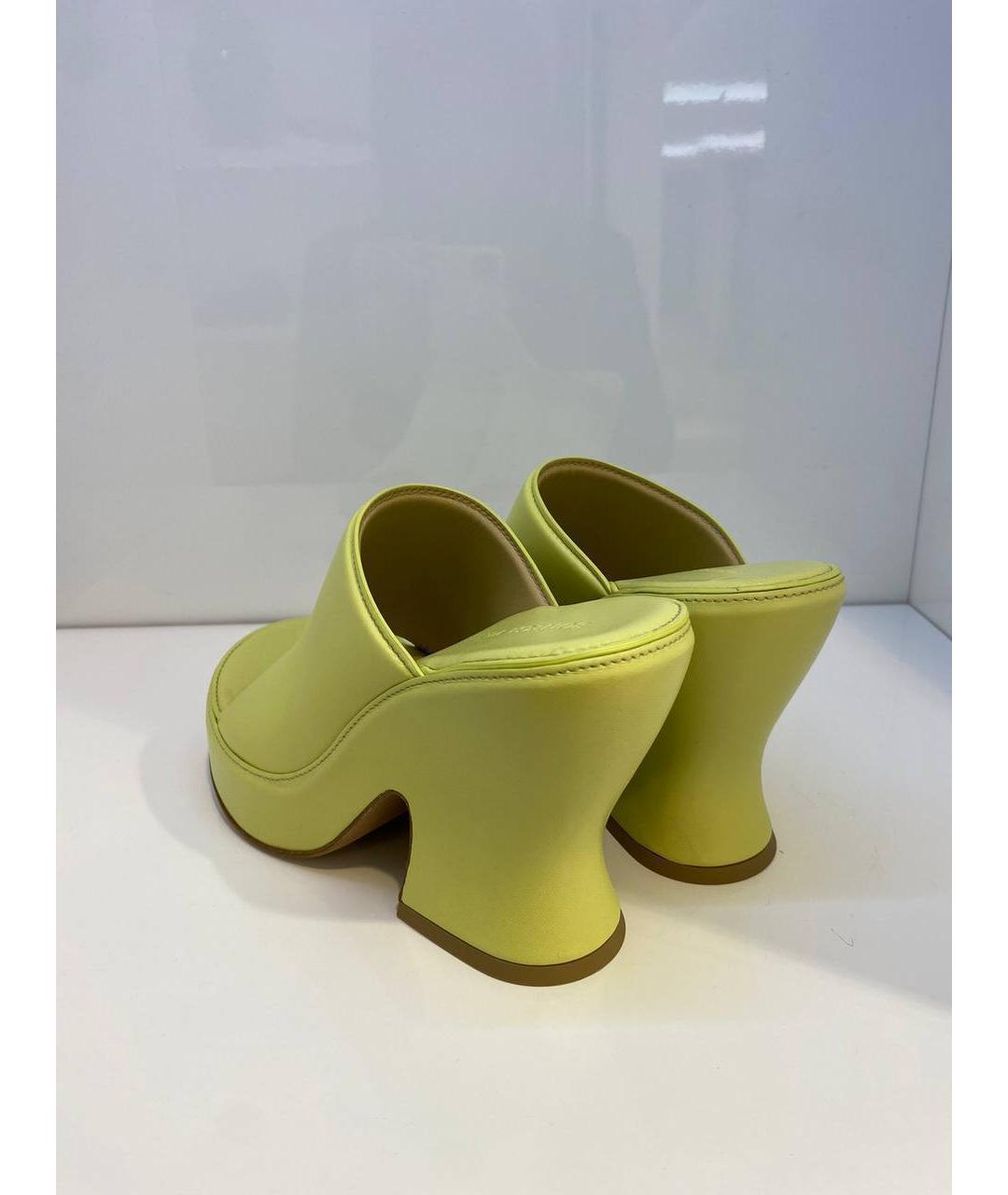 BOTTEGA VENETA Зеленые кожаные сабо, фото 4