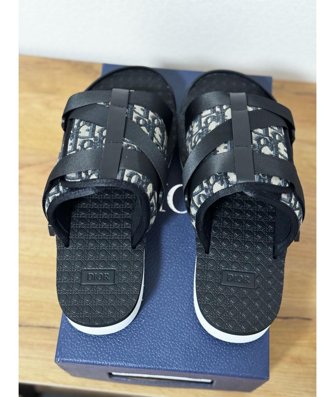 CHRISTIAN DIOR Черные текстильные сандалии, фото 3