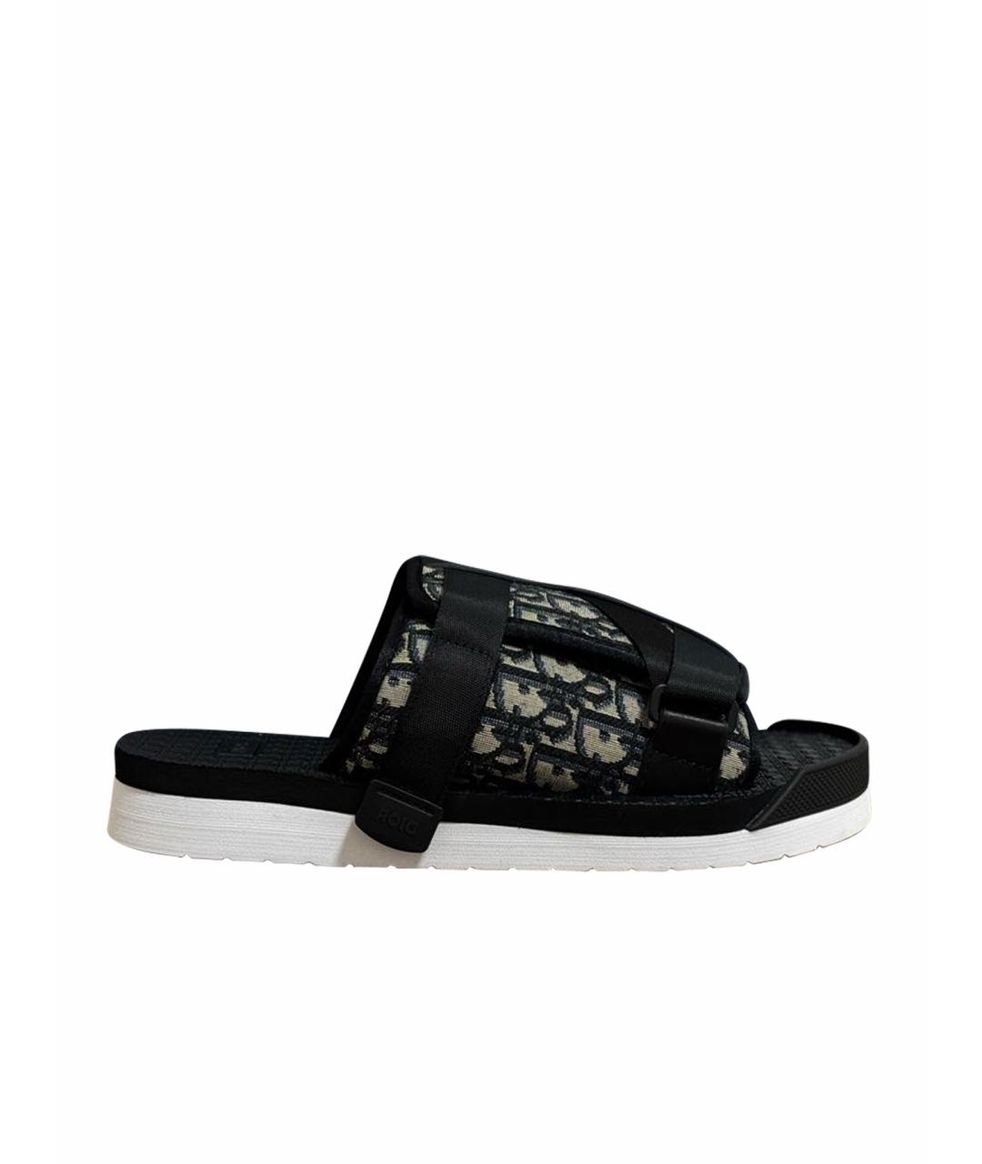 CHRISTIAN DIOR Черные текстильные сандалии, фото 1