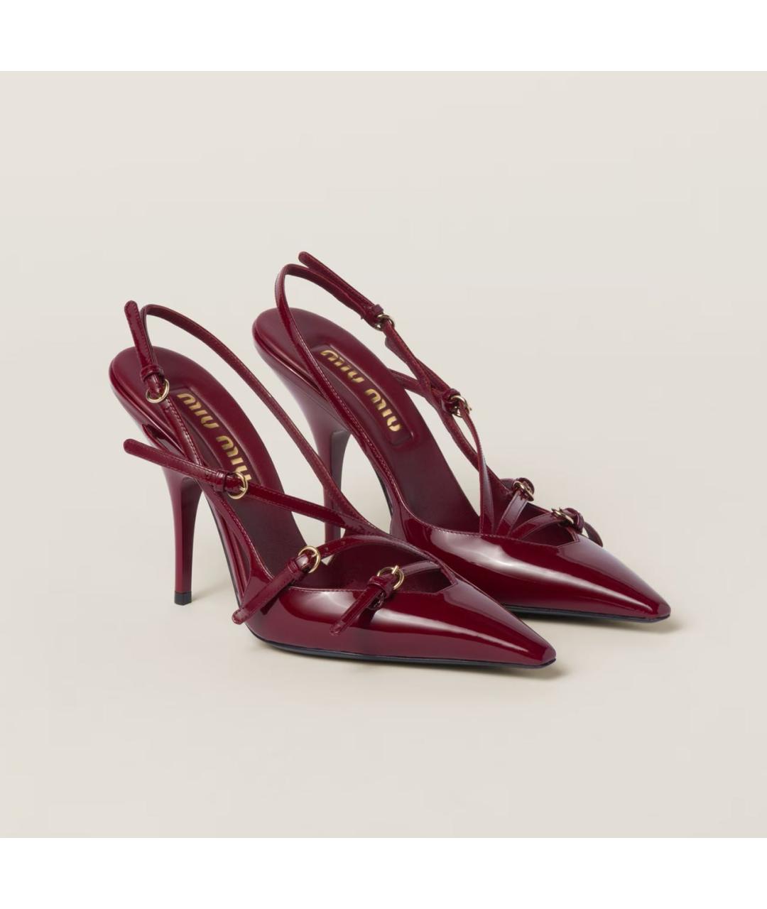 MIU MIU Бордовые туфли из лакированной кожи, фото 2