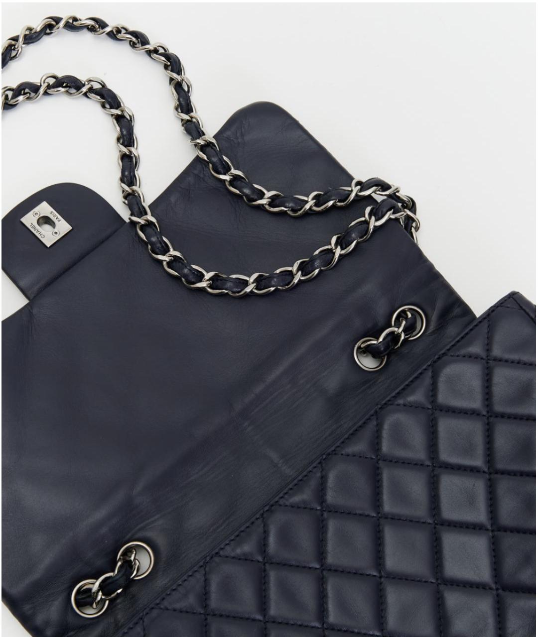 CHANEL Темно-синяя кожаная сумка через плечо, фото 5