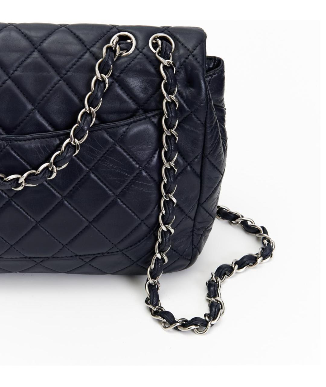 CHANEL Темно-синяя кожаная сумка через плечо, фото 4