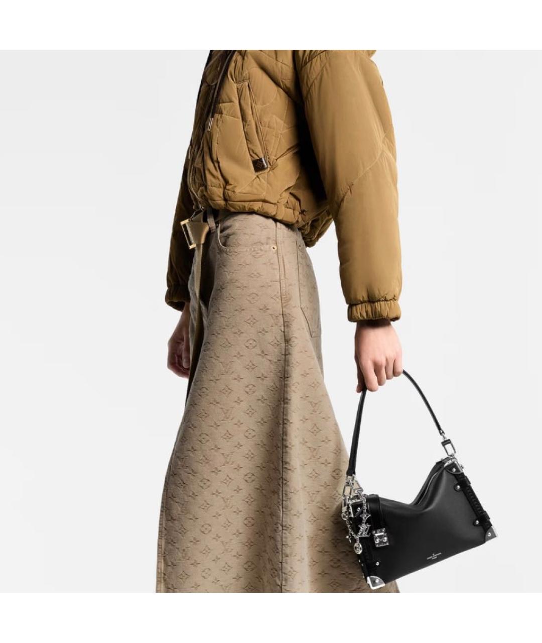 LOUIS VUITTON Черная кожаная сумка с короткими ручками, фото 8