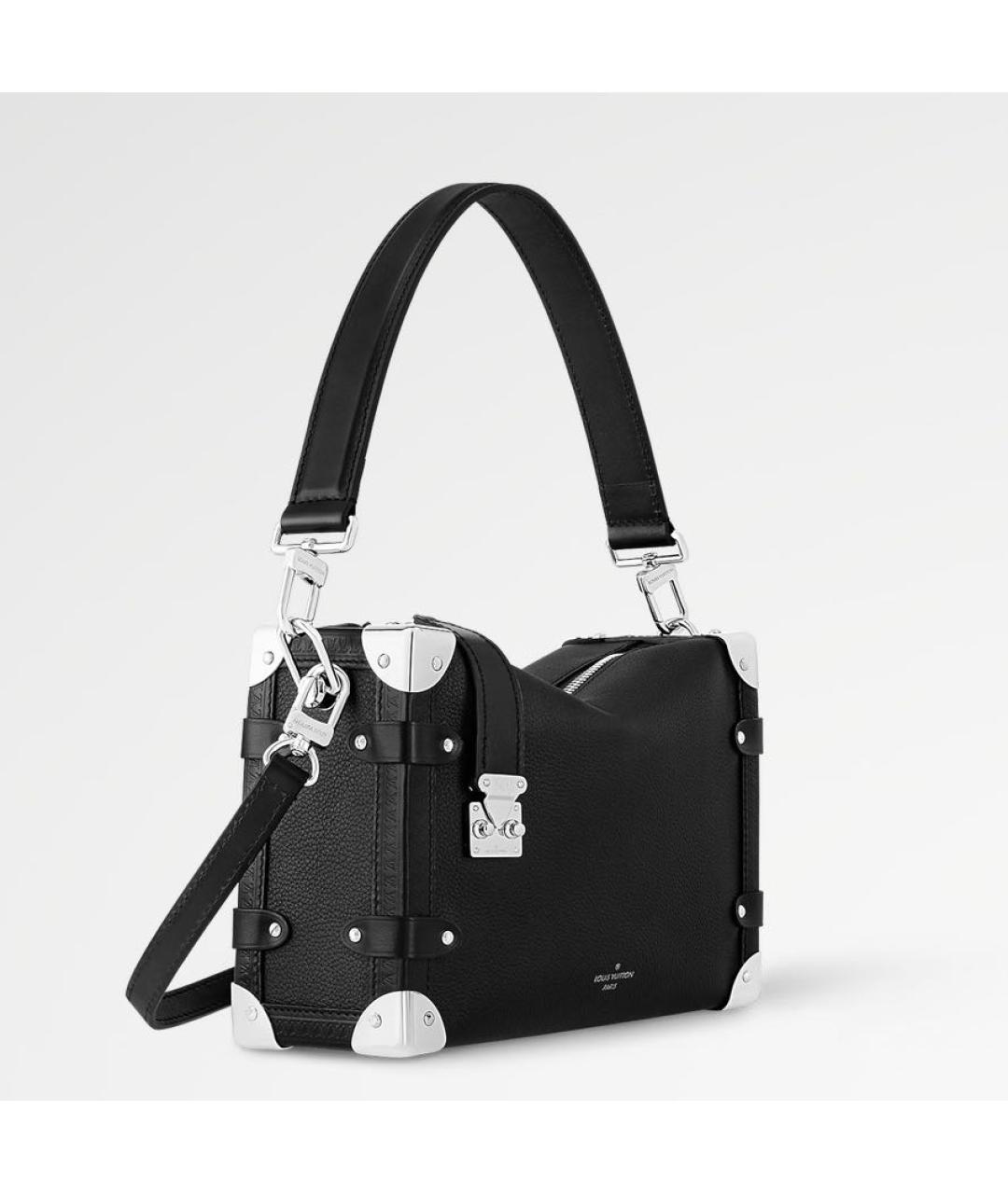 LOUIS VUITTON Черная кожаная сумка с короткими ручками, фото 4