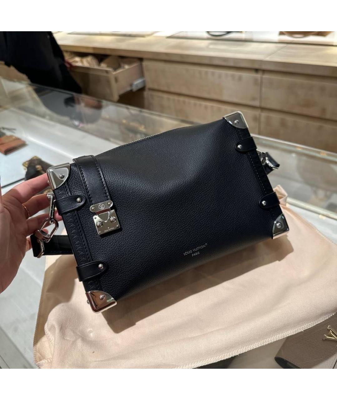 LOUIS VUITTON Черная кожаная сумка с короткими ручками, фото 2