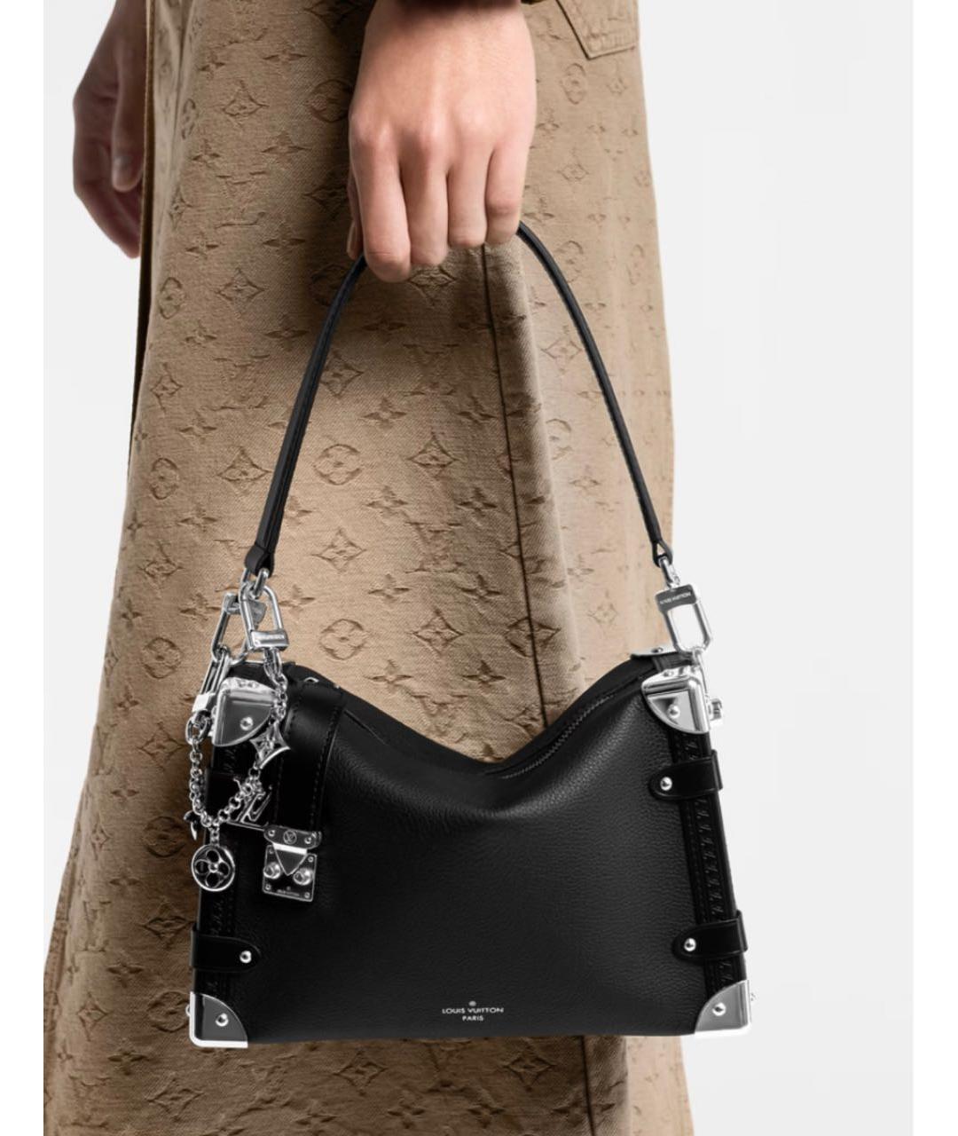 LOUIS VUITTON Черная кожаная сумка с короткими ручками, фото 6