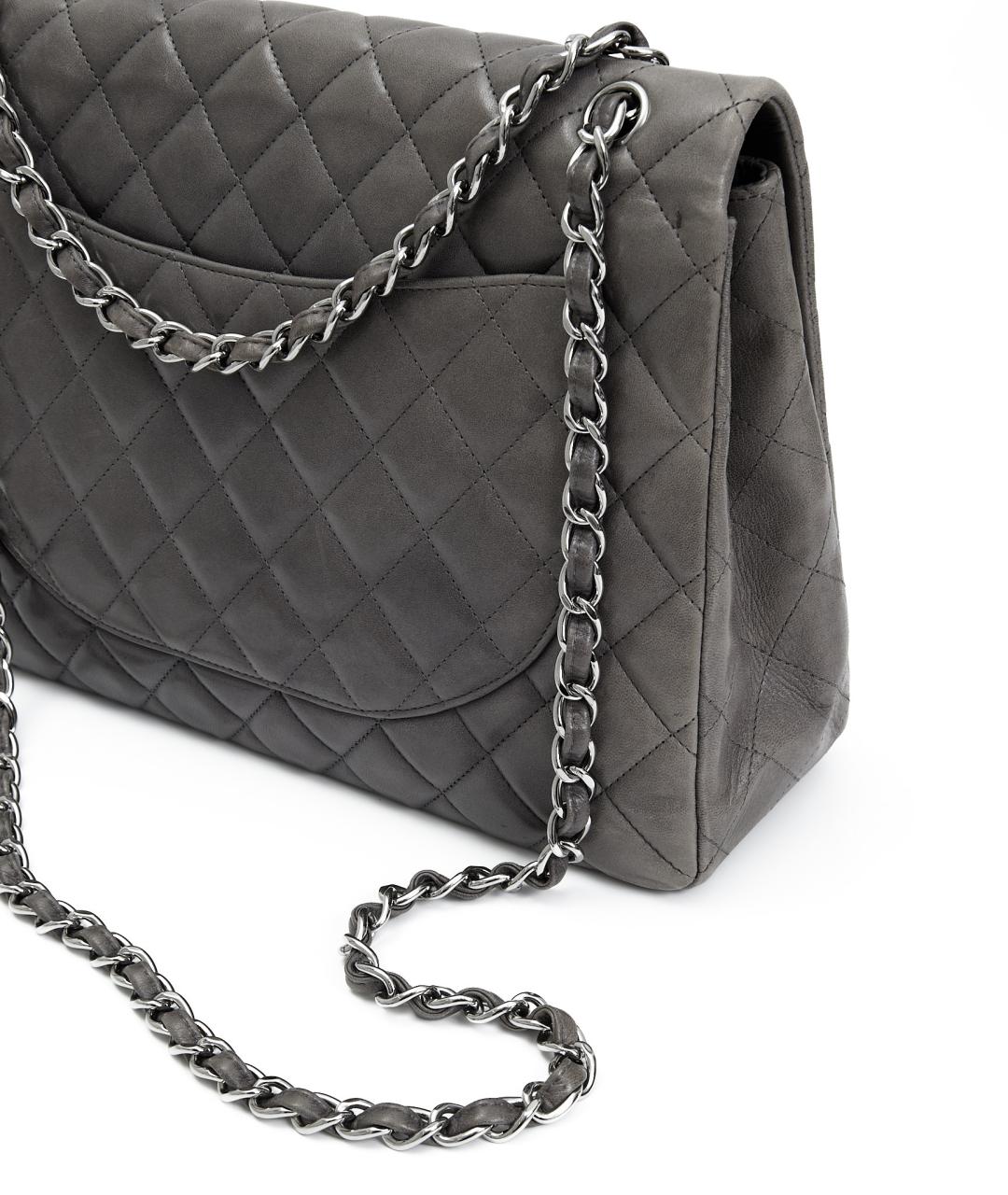 CHANEL Серая кожаная сумка через плечо, фото 4