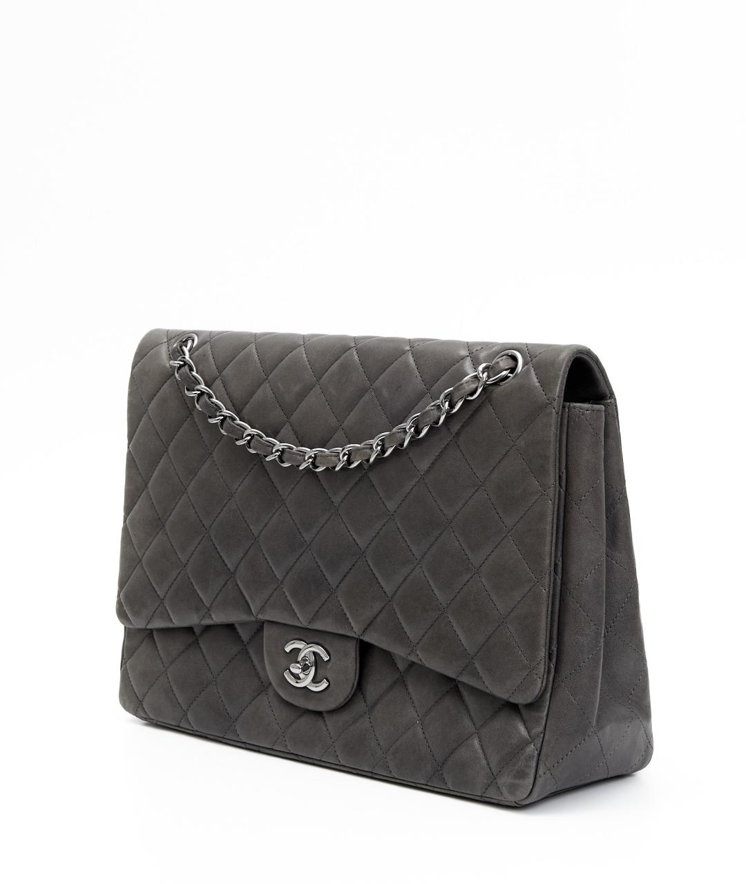 CHANEL Серая кожаная сумка через плечо, фото 3