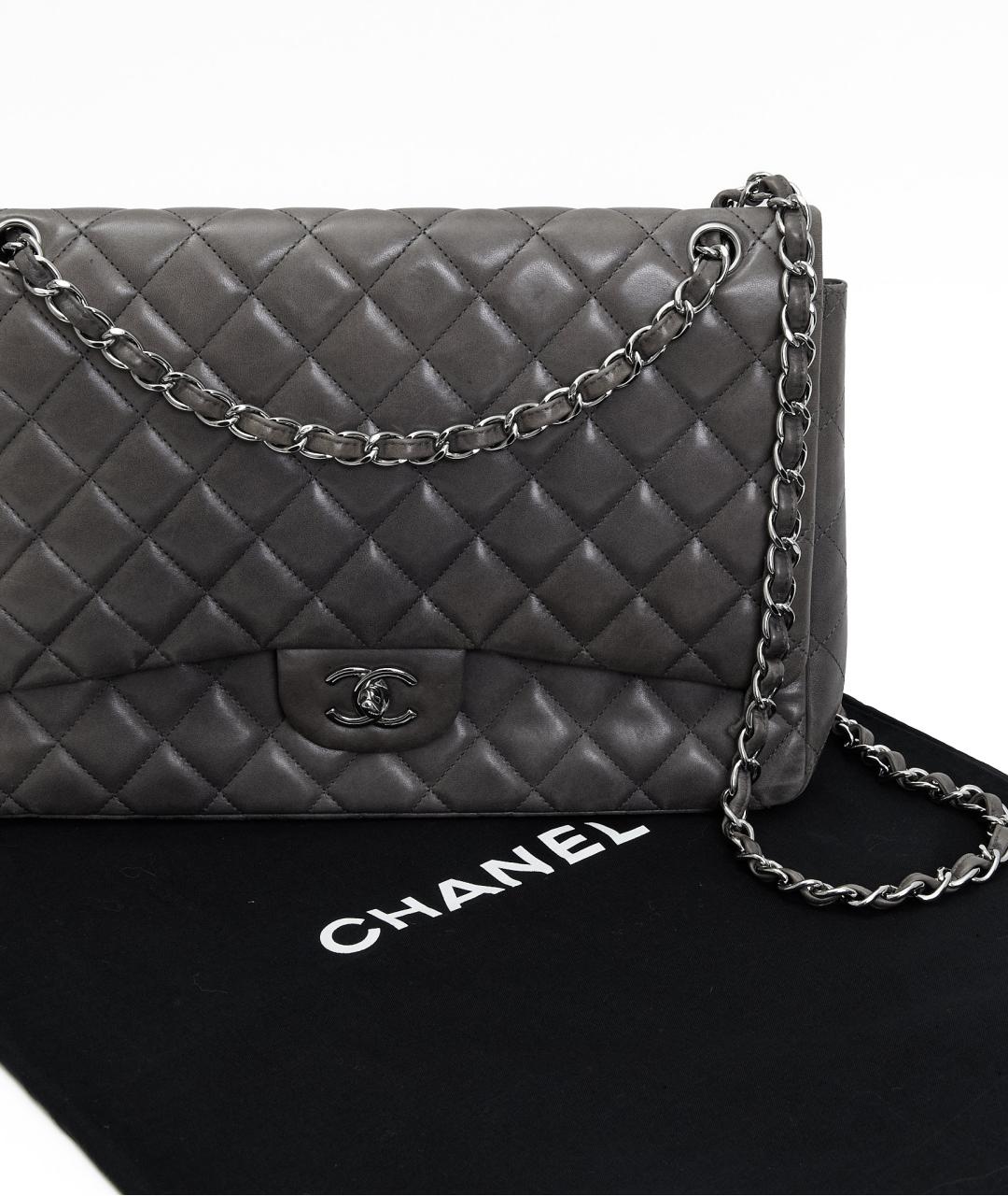 CHANEL Серая кожаная сумка через плечо, фото 9