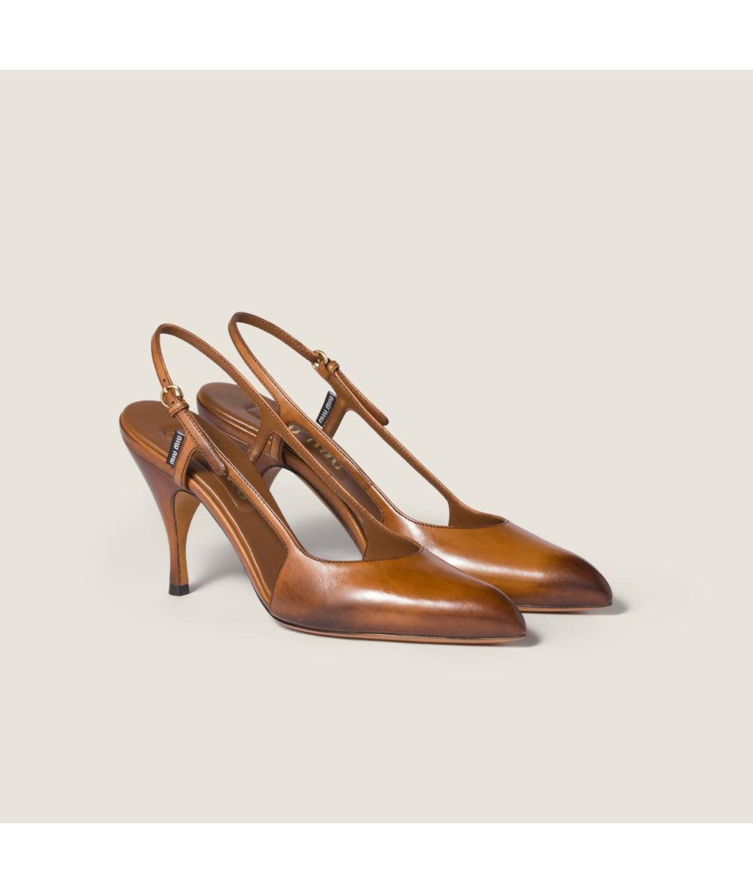 MIU MIU Коричневые кожаные туфли, фото 2