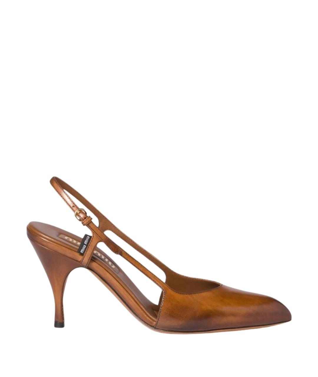 MIU MIU Коричневые кожаные туфли, фото 1