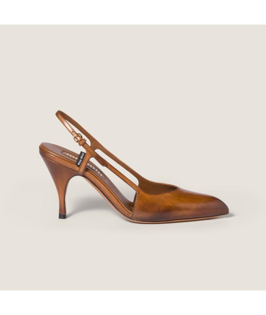 MIU MIU Коричневые кожаные туфли, фото 3